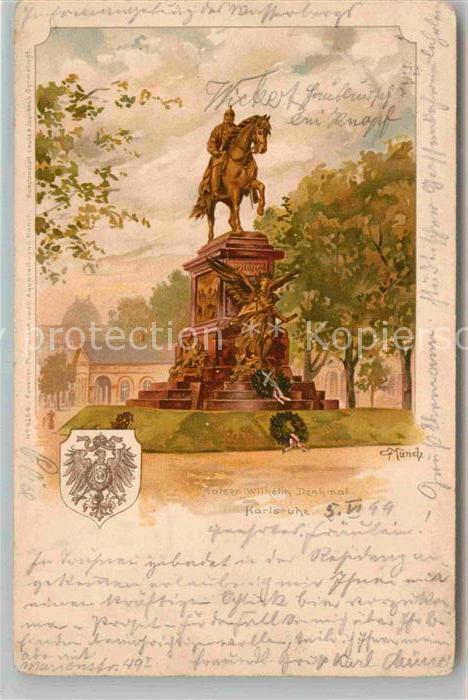 Muench C. Karlsruhe Kaiser-Wilhelm-Denkmal Litho
