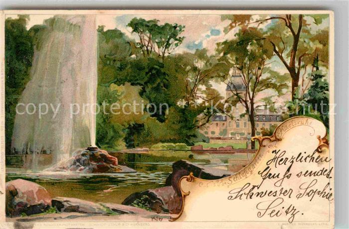 Kley Karlsruhe Schlossgarten Litho