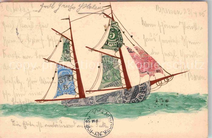 Segelschiffe Geklebte Briefmarken