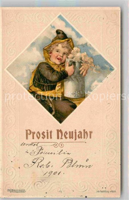 Muenchner Kindl Neujahr Bierkrug Litho