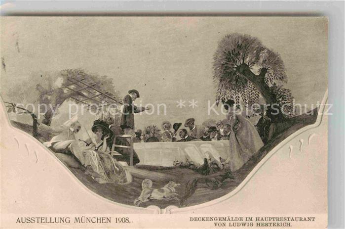 Ausstellung Bayr Landes Muenchen 1908 Dekcengemälde Hauptrestaurant Ludwig He