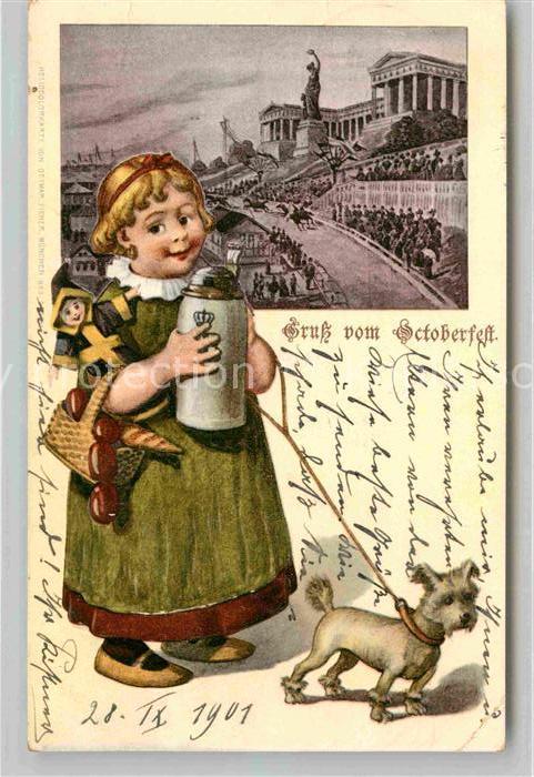 Oktoberfest Kind Hund Puppe Münchner Kindl Bierkrug