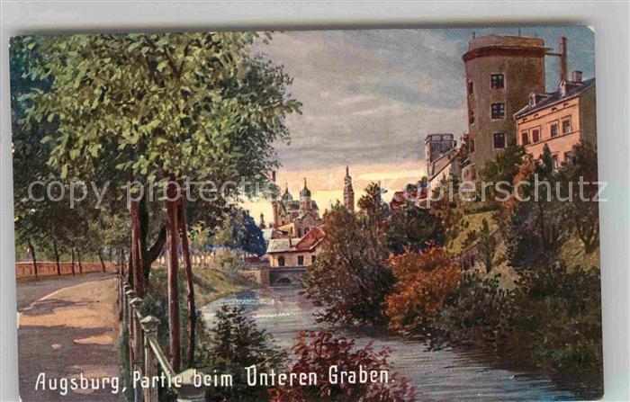 Verlag Wiedemann WIRO Nr. 2146 A Augsburg Partie beim Unteren Graben