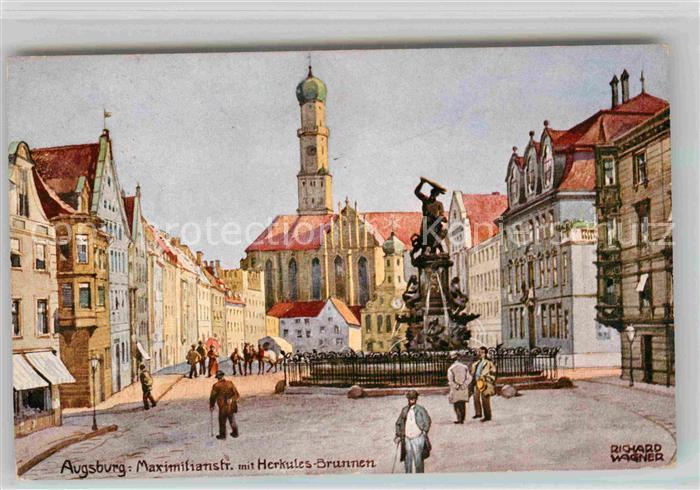 Wagner Richard Kuenstler Augsburg Maximilianstrasse Herkules-Brunnen
