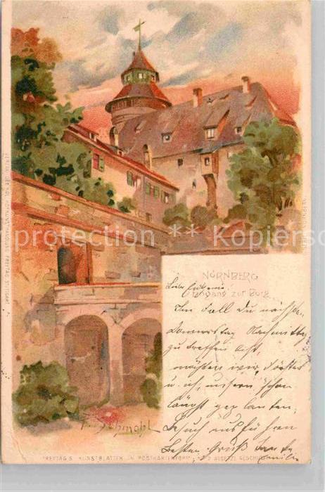 Schmohl P. Nürnberg Eingang zur Burg Litho