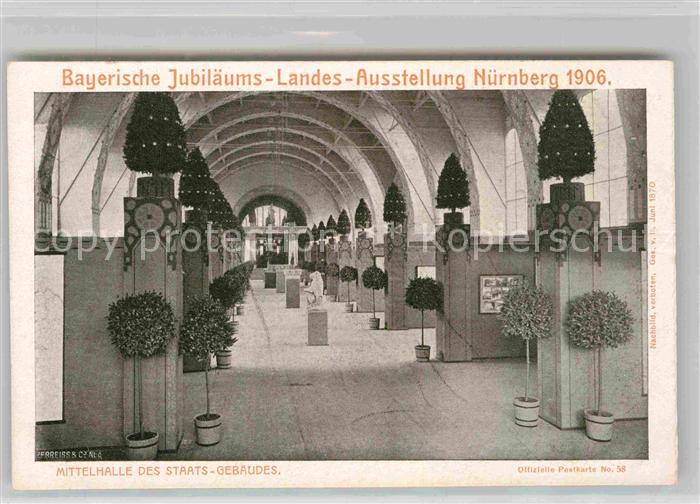Ausstellung Bayr Landes Nuernberg 1906 Mittelhalle Staatsgebäude