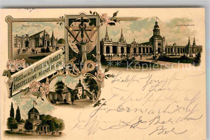 Ausstellung Bayr Landes Nuernberg 1896 Industriegebäude Maschinenhalle Kunstha