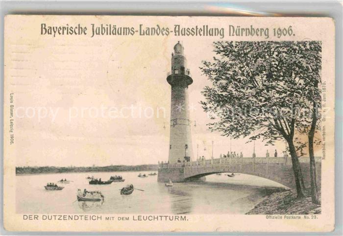 Ausstellung Bayr Landes Nuernberg 1906 Dutzendteich Leuchtturm