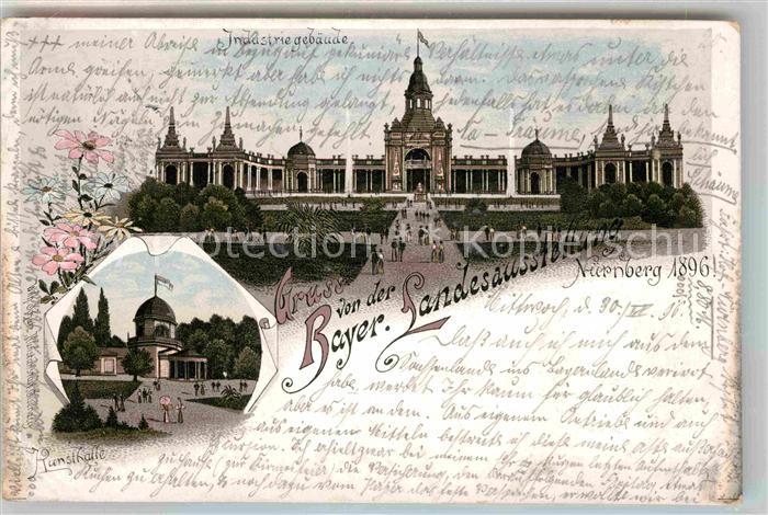 Ausstellung Bayr Landes Nuernberg 1896 Industriegebäude Kunsthalle Litho