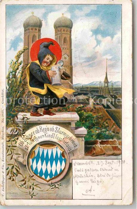 Muenchner Kindl Muenchen Frauenkirche Bierkrug