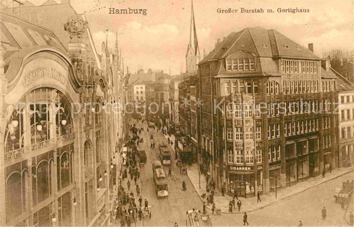 HAMBURG CITY Grosser Burstah Gertighaus Strassenbahn