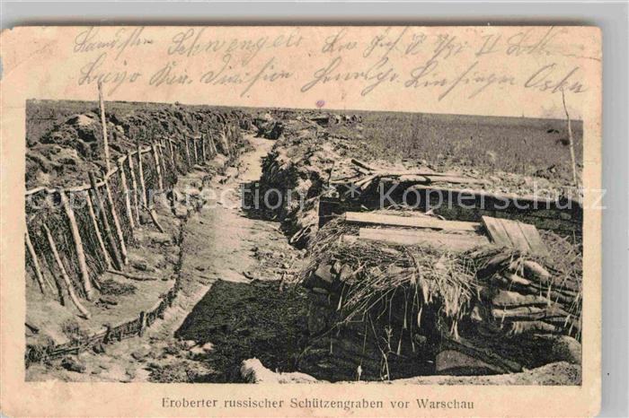 Warschau Masowien Eroberter russischer Schuetzengraben