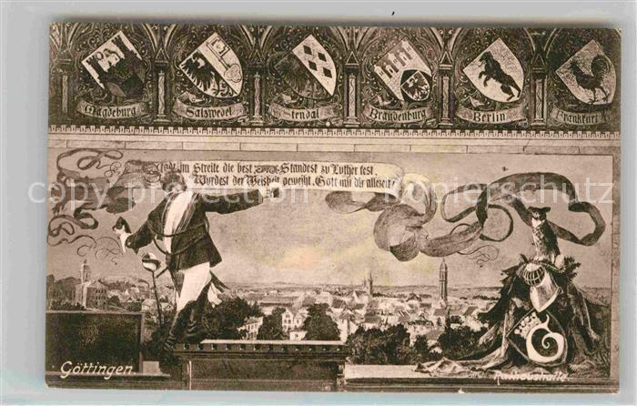 Goettingen Niedersachsen Staedtebild mit div Stadtwappen