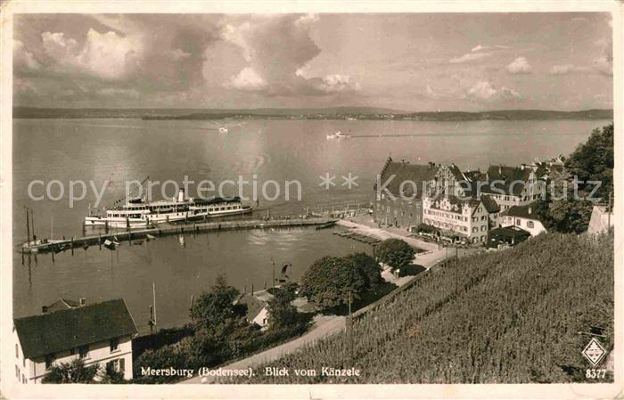 Dampfer Seitenrad Meersburg Bodensee Blick vom Känzele