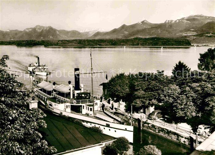 Dampfer Seitenrad Ludwig Fessler Prien Stock Hafen