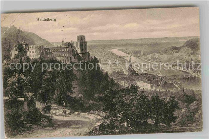 Kuenstlerkarte Eduard Willmann Heidelberg Kupferstich