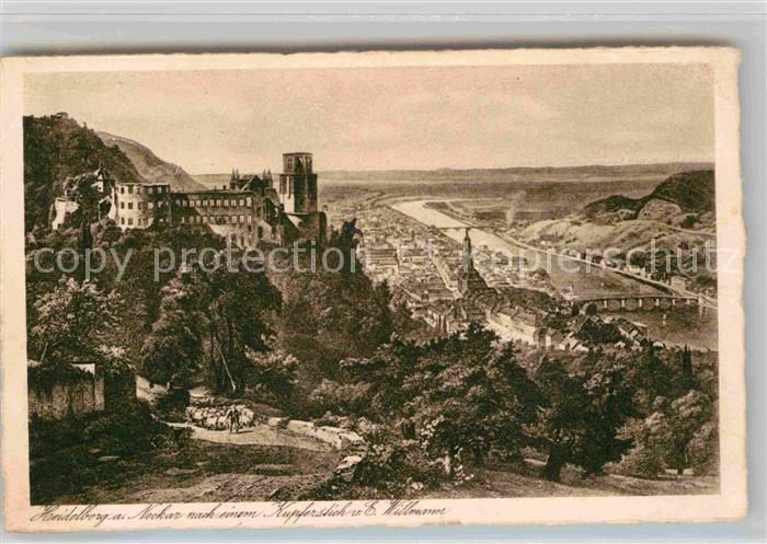 Kuenstlerkarte Eduard Willmann Heidelberg Kupferstich