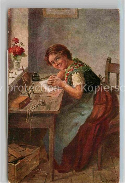 Kuenstlerkarte Conrad Krebs An Ihn Brief Frau Tinte