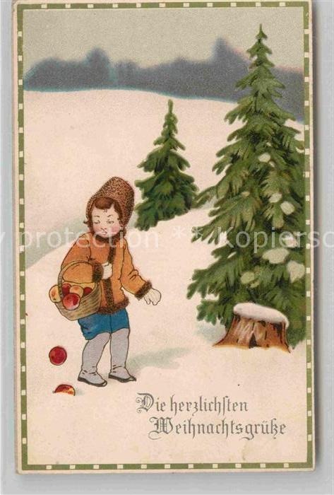 Weihnachten Kind Äpfel Tannenbaum