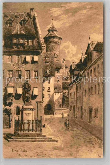 Kuenstlerkarte Otto Wiegk Nuernberg Duererplatz
