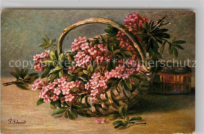 Kuenstlerkarte Paul Schmidt Blumen Korb