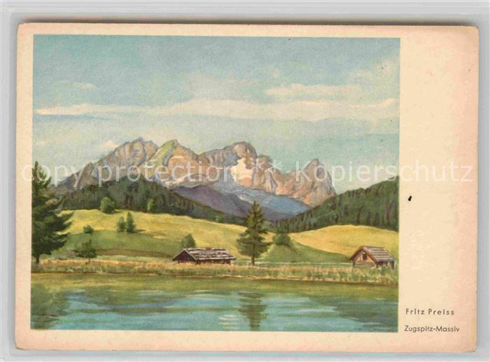 Kuenstlerkarte Fritz Preiss Zugspitz-Massiv