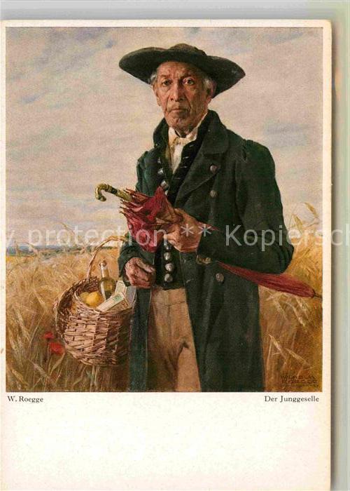 Kuenstlerkarte W. Roegge Der Junggeselle