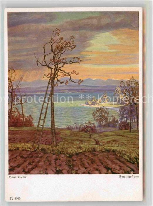 Verlag Ackermann Kuenstlerpostkarte Nr. 4035 Hans Dieter Gewittersturm Bodensee