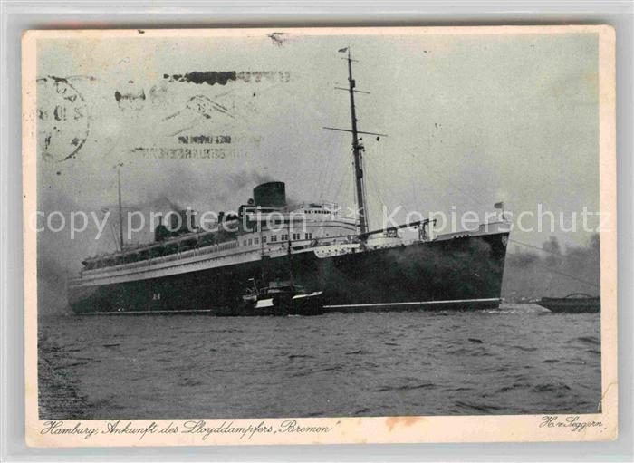 Dampfer Oceanliner Lloyddampfer Bremen Ankunft Hamburg