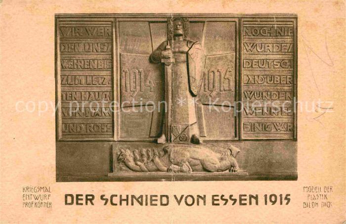Essen Ruhr Schmied Kriegsmal Entwurf Prof Koerner