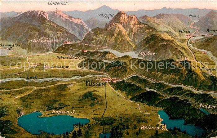 Fuessen Allgaeu Panoramakarte