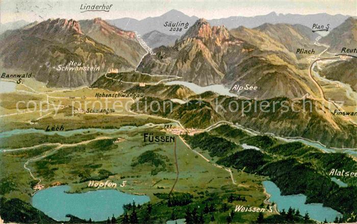 Fuessen Allgaeu Panoramakarte