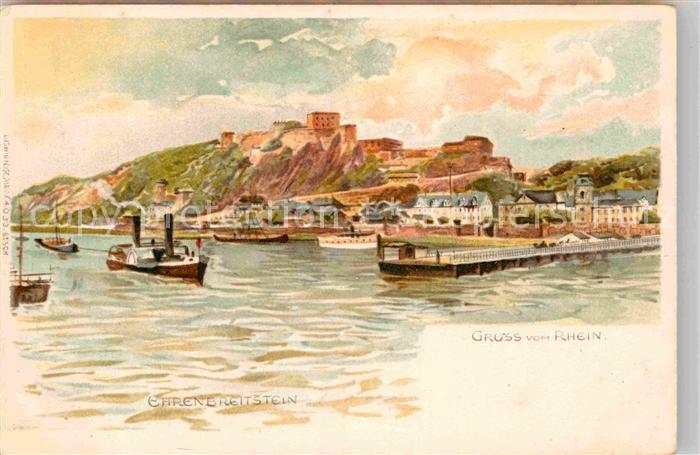 Ehrenbreitstein Burg Raddampfer Rhein