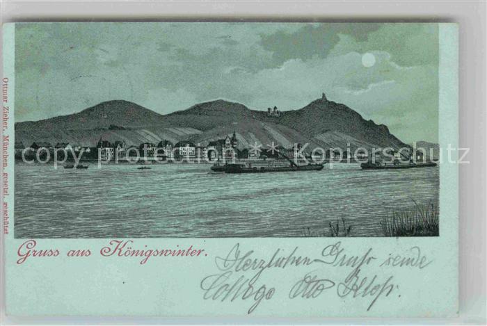 Koenigswinter Panorama Schiffe Mondschein