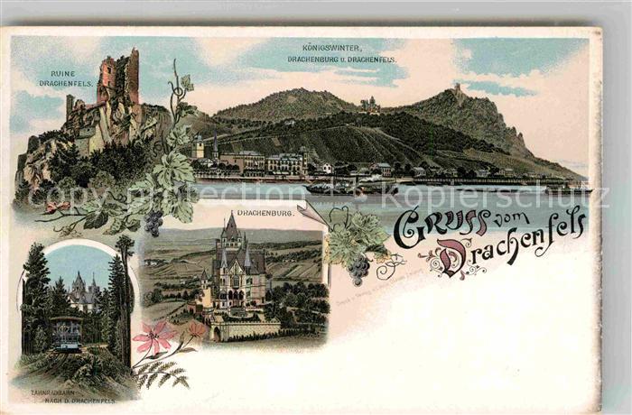 Koenigswinter Ruine Drachenfels Drachenburg Zahnradbahn