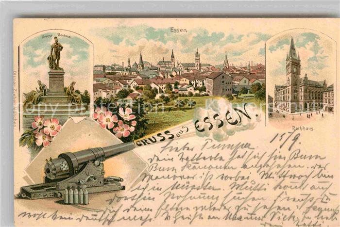 Essen Ruhr Rathaus Krupp Denkmal Panorama