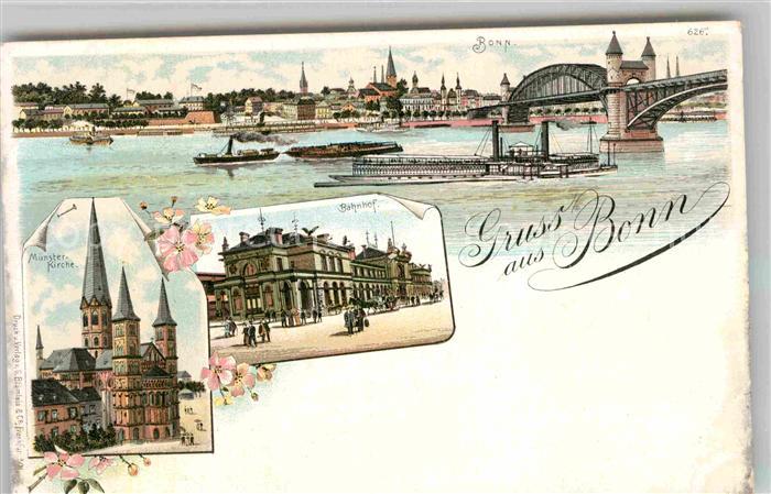 Bonn Rhein Bahnhof Muensterkirche Rheinbruecke