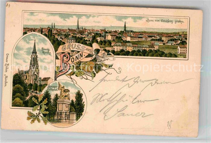 Bonn Rhein Evangelische Kirche Kriegerdenkmal Panorama