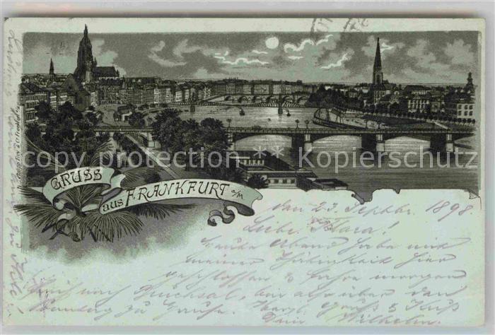 Frankfurt Main Panorama Bruecke Mondschein