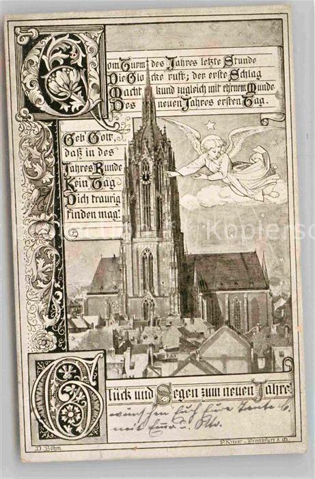 Frankfurt Main Dom Neujahrskarte