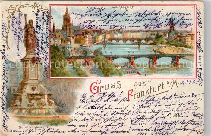 Frankfurt Main Mainansicht Schuetzenbrunnen