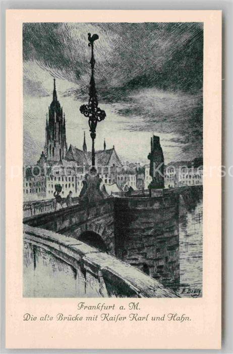 Frankfurt Main Alte Bruecke Kaiser Karl Hahn Kuenstler Liebig
