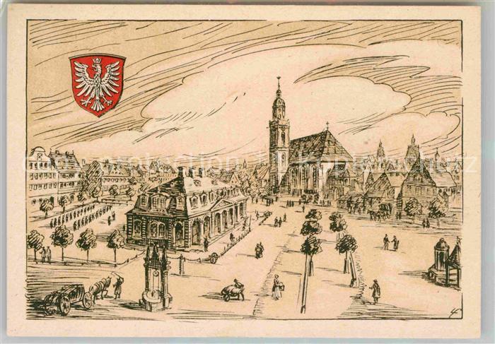 Frankfurt Main Hauptwache Tagestempel Kuenstlerkarte