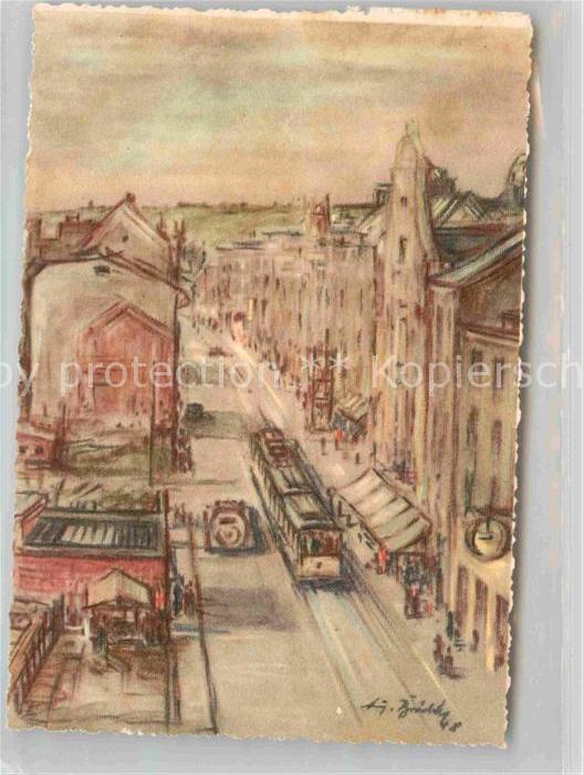 Barmen Wuppertal Kuenstlerkarte Broecker Strassenbahn Innenstadt