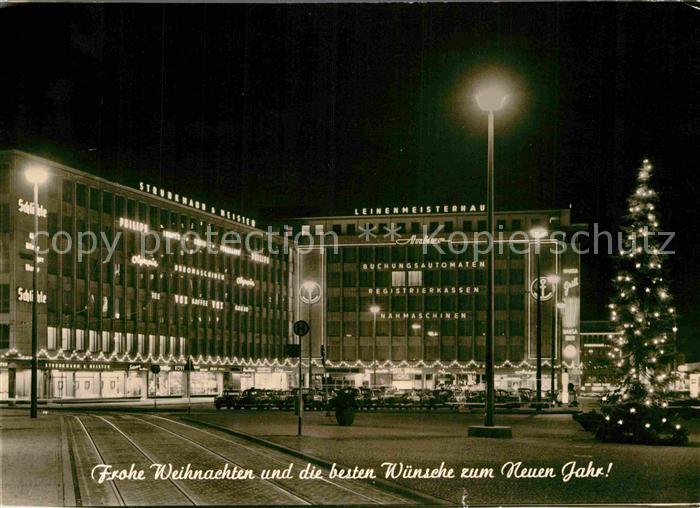 BIELEFELD CITY Weihnachtswuensche Neujahrsgruesse Nachtaufnahme Leinemeisterhau