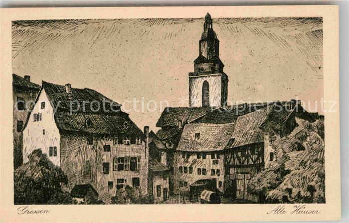 Giessen Lahn Alte Haeuser Zeichnung