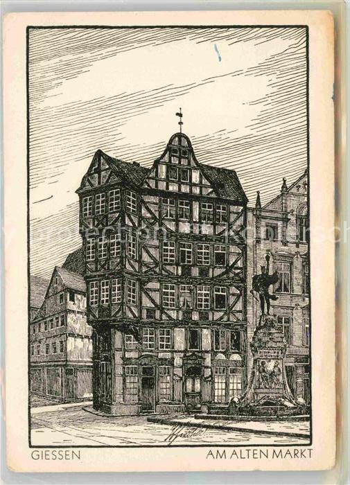 Giessen Lahn Alter Markt Kuenstlerkarte
