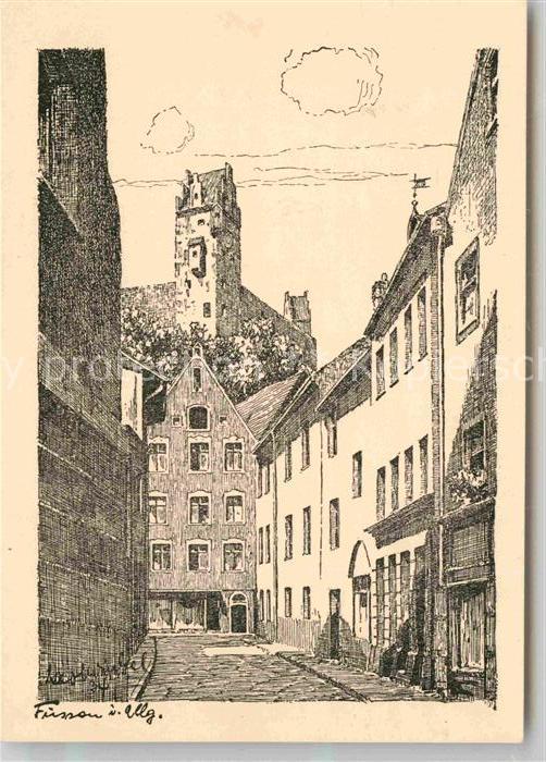 Fuessen Allgaeu Kuenstlerkarte Burg Altstadt