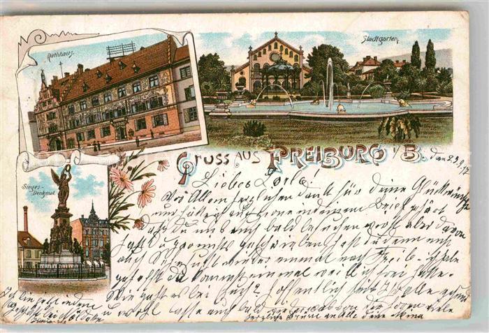 Freiburg Breisgau Stadtgarten Rathaus Sieges Denkmal