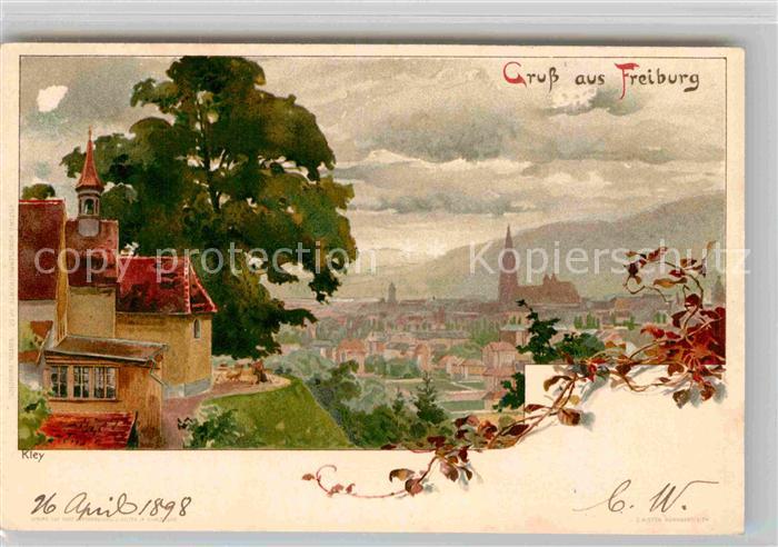 Freiburg Breisgau Panorama Zeichnung von Kley